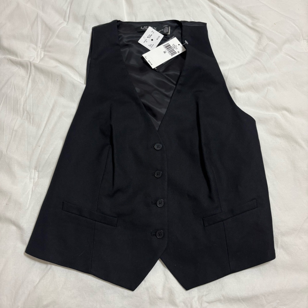 Ralph Lauren Black Tailored Button Vest